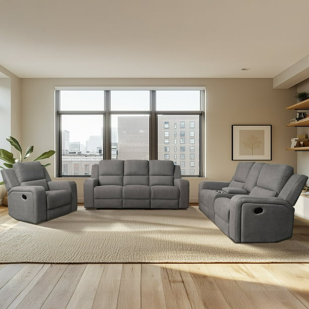 Margo 3-Piece Fabric Manual Reclining Set, Assorted Colors