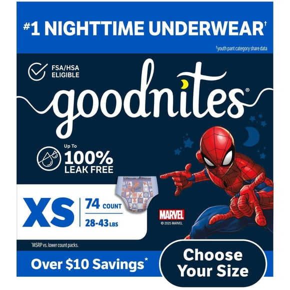 Goodnites Nighttime Bedwetting Underwear for Boys, Sizes Extra Small - Extra Extra Large