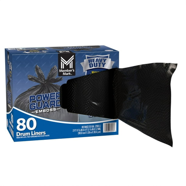 Member's Mark Heavy Duty 55-Gallon Drum Liner Trash Bags, 80 ct