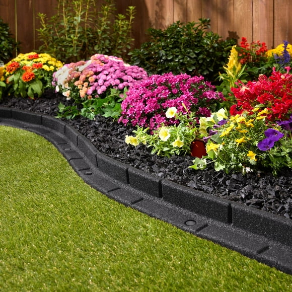 GroundSmart 4' Black Roman Brick Rubber Landscape Edging, 48pk
