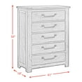 thumbnail image 2 of Memphis 5-Drawer Rubberwood Chest with Metal Pulls, Antique Grey, 2 of 5