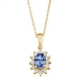 thumbnail image 1 of Oval Cut Gemstone & 0.18 CT. T.W. Starburst Pendant Necklace in 14K Gold, 1 of 4