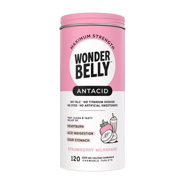 Wonderbelly Strawberry Milkshake Antacid Tablets 120 ct.
