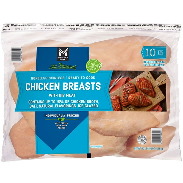 Member's Mark Boneless and Skinless Chicken Breasts, Frozen, 10