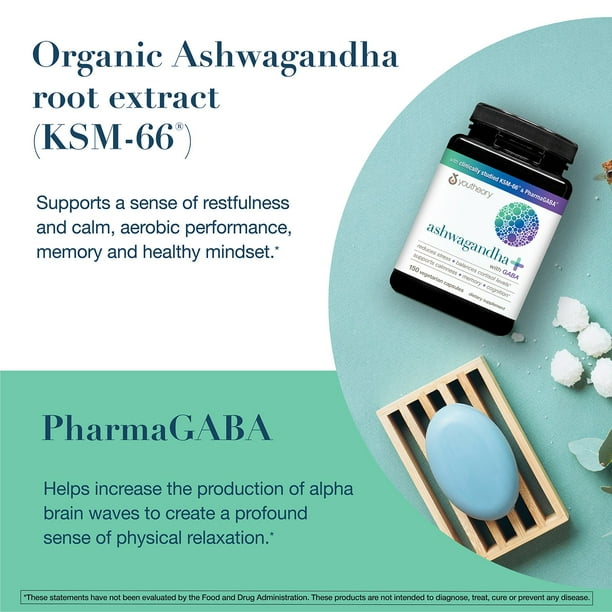 Youtheory Ashwagandha + GABA Capsules, 150 ct.