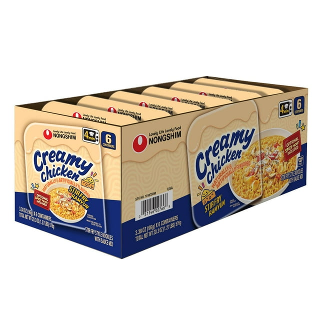 Nongshim Creamy Chicken Noodle Stir Fry, 3.73 oz., 6 pk.