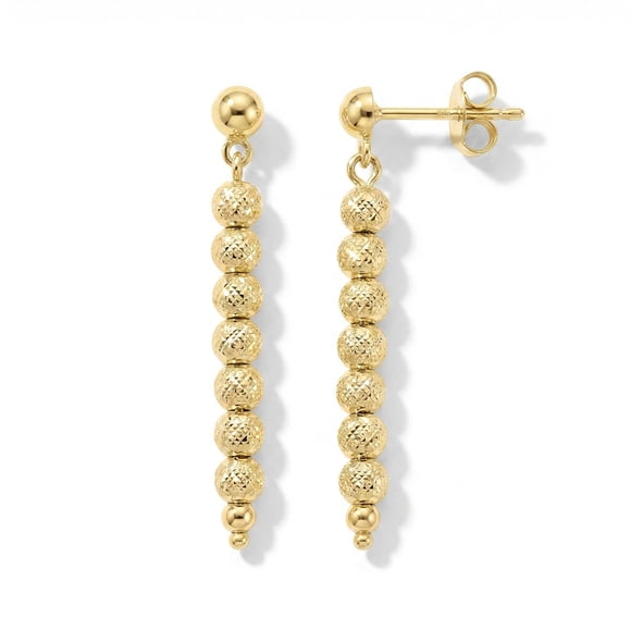 Diamond Cut Beads Dangle Earrings in 14K Gold