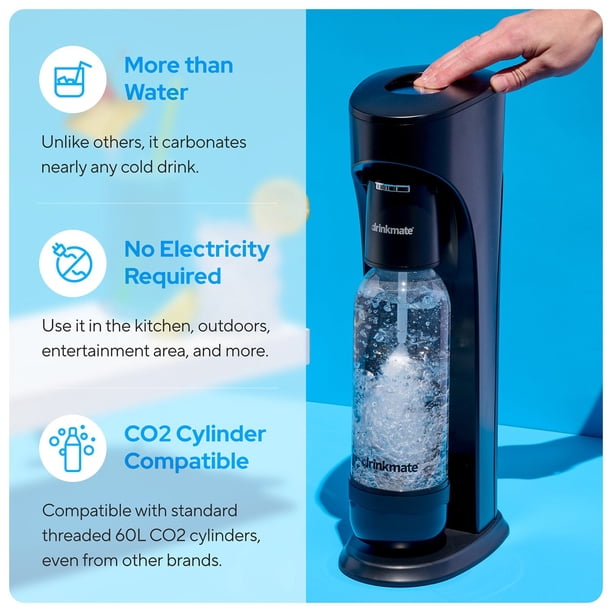 Drinkmate OmniFizz Soda Maker Club Bundle, with two 60L CO2