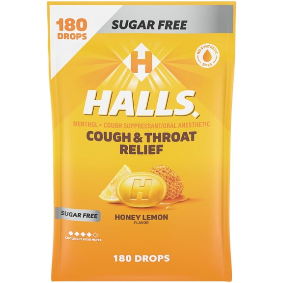 Halls Relief Honey Lemon Sugar-Free Cough Drops Value Pack, 180 ct.