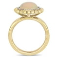 thumbnail image 5 of Oval-Cut Yellow Ethiopian Opal and Diamond Accent Double Halo Ring in 14K Yellow Gold, 5 of 6