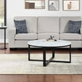 thumbnail image 6 of Adley Round Coffee Table with Faux Marble Top and Black Metal Base, 6 of 7