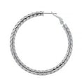 thumbnail image 3 of Italian Diamond Cut Snake Hoop Earrings in Sterling Silver, 3 of 6