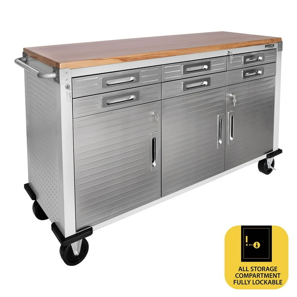 Seville Classics® UltraHD® 6-Drawer Rolling Workbench, 65.25