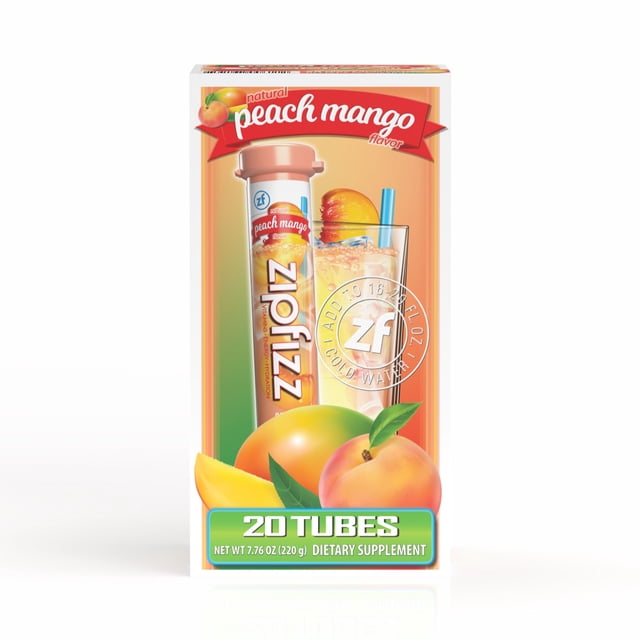 Zipfizz Energy Multi-Vitamin Hydration Drink Mix, Peach Mango, 20 ct.