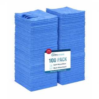 Simpli-Magic Multi-Purpose Microfiber Cleaning Cloth Wash Towels, Pack of 100 (12” x 12”), Choose Color