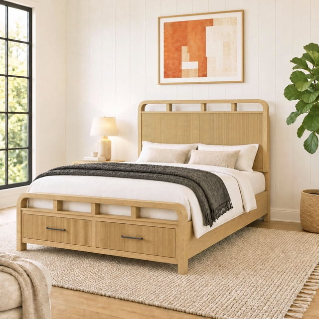Society Den Woodridge Storage Bed in Natural, Assorted Sizes
