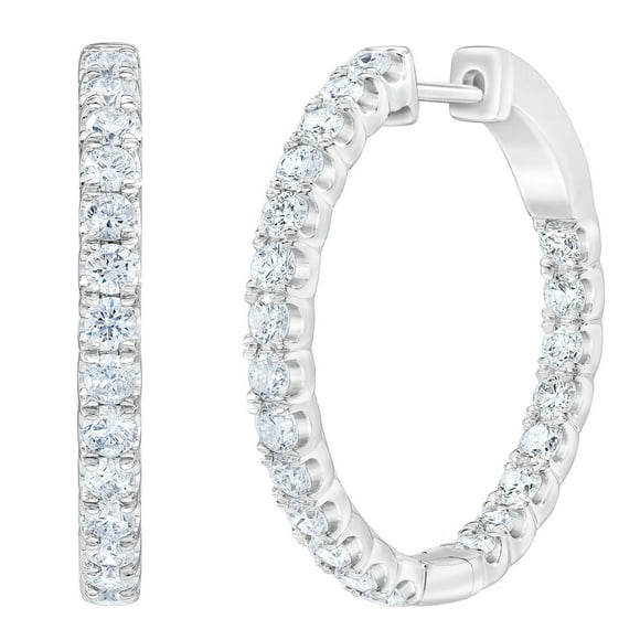 1.95 CT. T.W. Diamond Hoop Earrings in 14K Gold