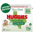 thumbnail image 1 of Huggies Extra Large Baby Wipes, 18 Flip-Top Packs, 756 ct., 1 of 8