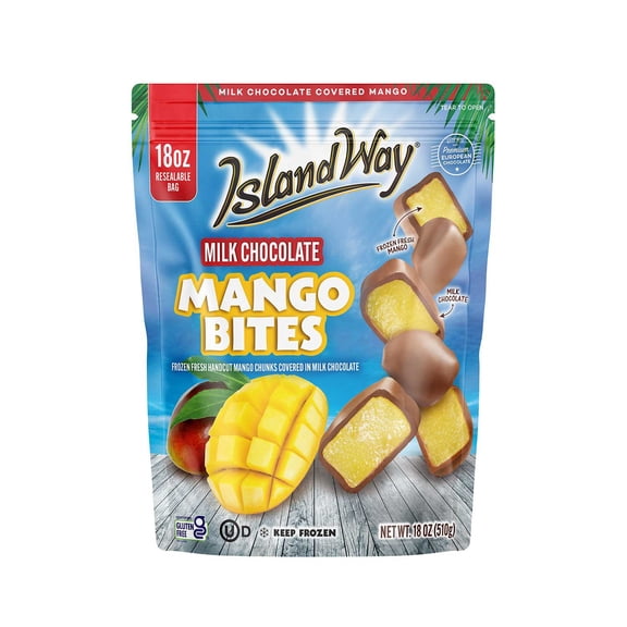 Island Way Milk Chocolate Covered Mango Bites, Frozen, 18 oz.