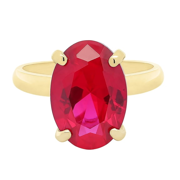 Solitaire Oval Gemstone Ring in 14K Gold
