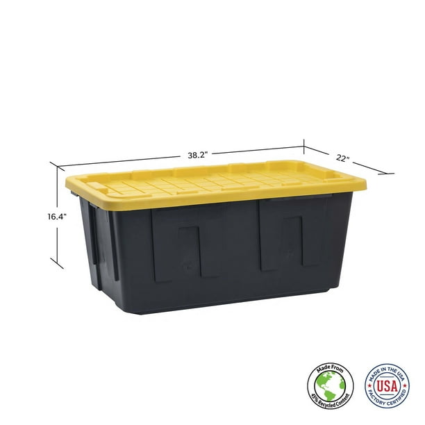 Member's Mark 40 Gallon Heavy-Duty Black and Yellow Storage Tote