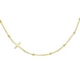 thumbnail image 1 of Sideway Cross Beaded Station Chain Necklace in 14K Gold, 1 of 3