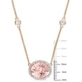 thumbnail image 3 of Morganite and White Sapphire with 0.13 CT.T.W. Diamond Station Halo Necklace in 14K Rose Gold, 3 of 6