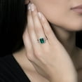 thumbnail image 5 of Emerald Cut Gemstone & 0.14 CT. T.W. Halo Diamond Ring in Sterling Silver, 5 of 5