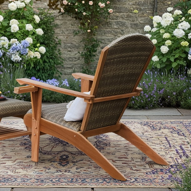 Cambridge Casual Teak and Wicker Adirondack Patio Set, 4pc