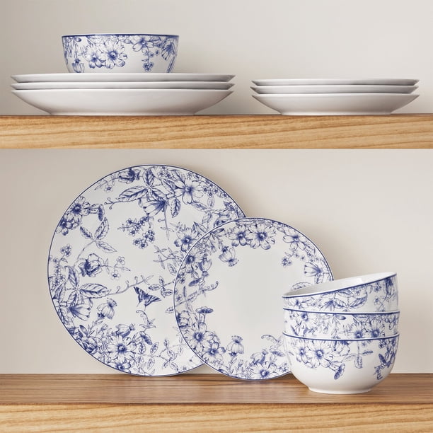 Member's Mark 12-Piece Porcelain Toile Dinnerware Set