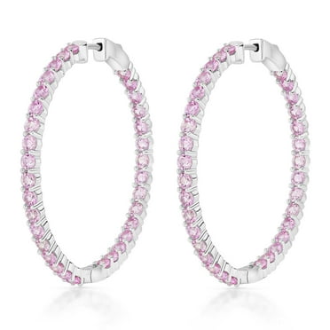 Lab Created Gemstone Huggie Hoop Earrings in Sterling Silver