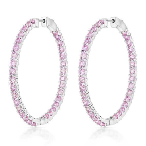 Lab Created Gemstone Huggie Hoop Earrings in Sterling Silver
