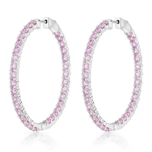 Lab Created Gemstone Huggie Hoop Earrings in Sterling Silver