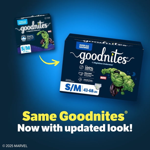 Goodnight ＡＢＤＬ Goodnites Nighttime Bedwetting Underwear for Boys, Sizes Extra