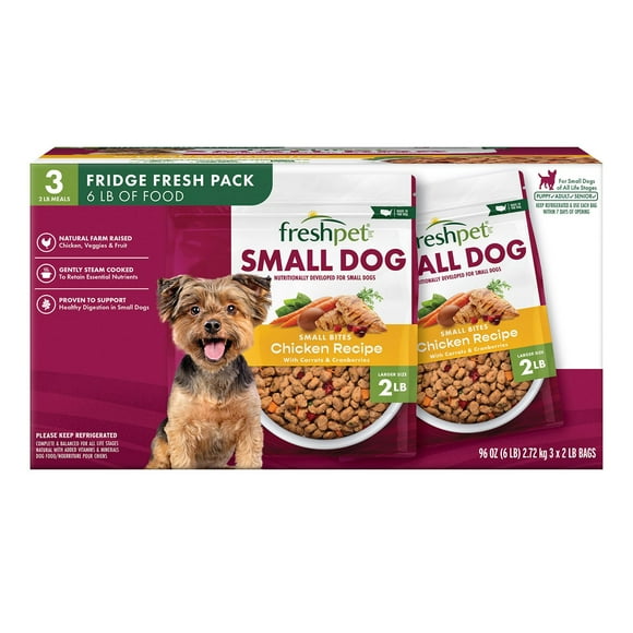 Freshpet Small Dog Small Bites Chicken Recipe, 2 lbs. packs, 3 ct.