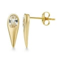 thumbnail image 2 of Lab Created Oval White Sapphire Gemstone Stud Earrings in 14K Gold, 2 of 4