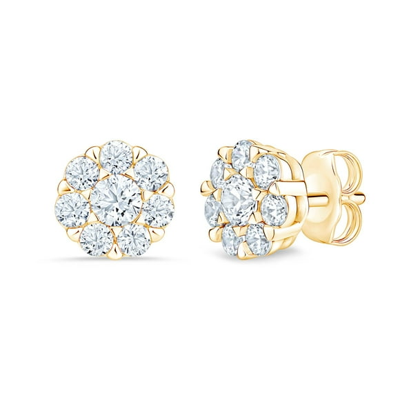 Lab Created Diamond Flower Earrings in 14K Gold, 1.00 C.T.T.W.