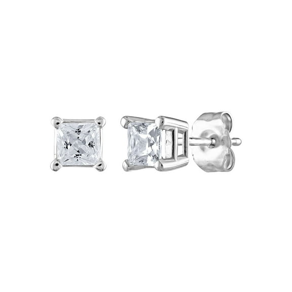 0.72 CT. T.W. Princess Cut Solitaire Diamond Stud Earrings in 14K Gold