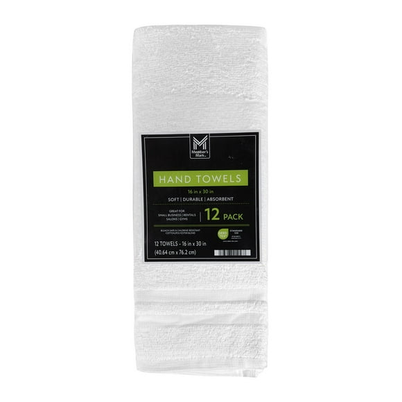 Member's Mark Commercial Hospitality Hand Towels, 12-Pack, White