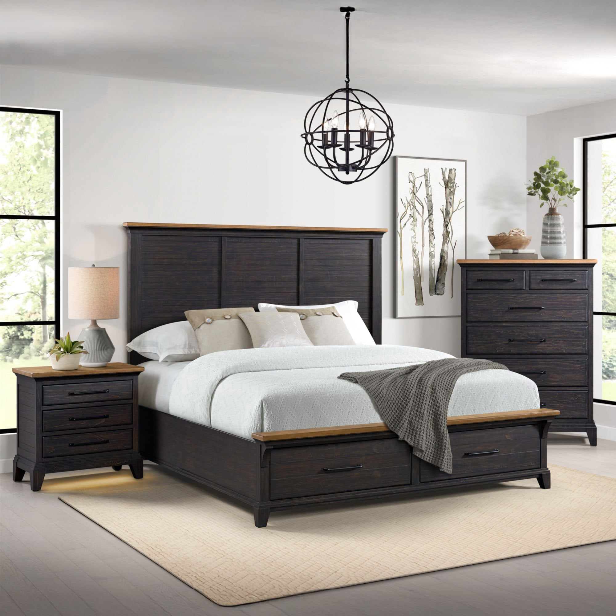 Society Den Johnshaven King Storage 3PC Bedroom Set in Espresso