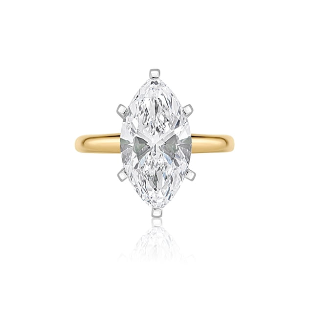 Lab Created Marquise Cut Solitaire Diamond Ring