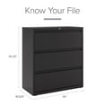 thumbnail image 4 of Hirsh 36" Wide 3-Drawer Lateral File Cabinet, Choose Color, 4 of 9