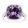 thumbnail image 1 of Cushion Cut Gemstone & 0.21 CT. T.W. Halo Diamond Ring in Sterling Silver, 1 of 4