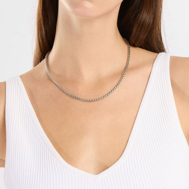 Oval Box Chain Necklace in Sterling Silver - Samsclub.com