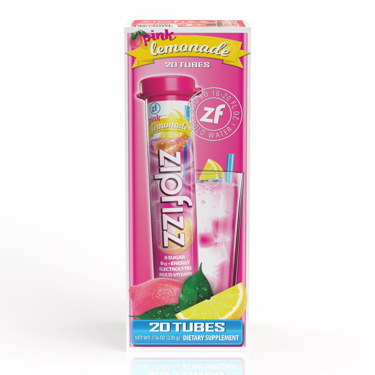 Zipfizz Energy Multi-Vitamin Hydration Drink Mix, Pink Lemonade