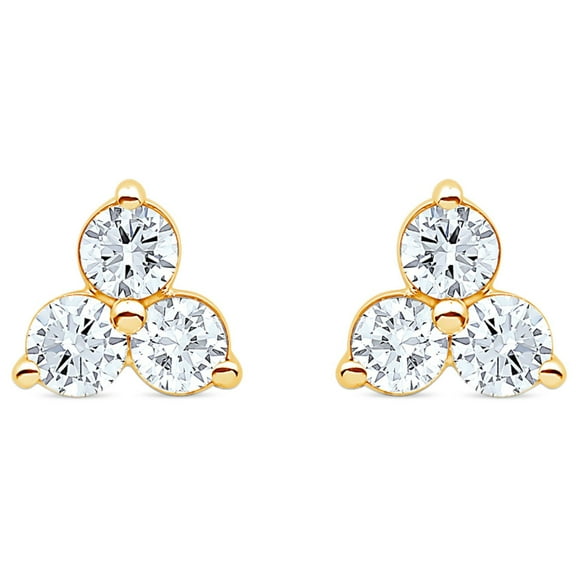 0.30 CT. T.W. Round Cut Three Stone Diamond Stud Earrings in 14K Gold