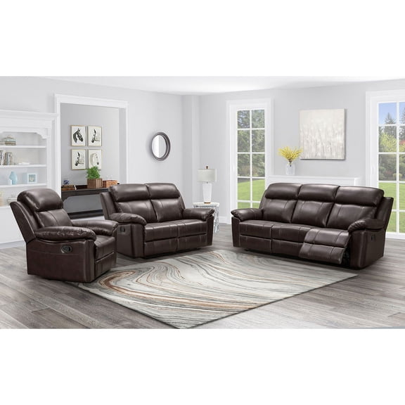 Manhattan 3-Piece Top-Grain Leather Reclining Set