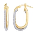 thumbnail image 2 of Diamond Cut Oval Bypass Hoop Earrings in 14K Yellow Gold, 2 of 5