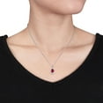 thumbnail image 6 of Lab Created Gemstone Teardrop Halo Pendant and Stud Earrings Set in Sterling Silver, 6 of 7