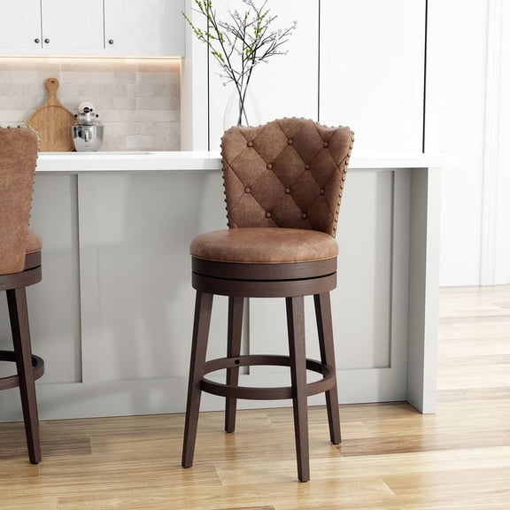 HH2 Home Edenwood Wood Counter Height or Bar Height Swivel Stool